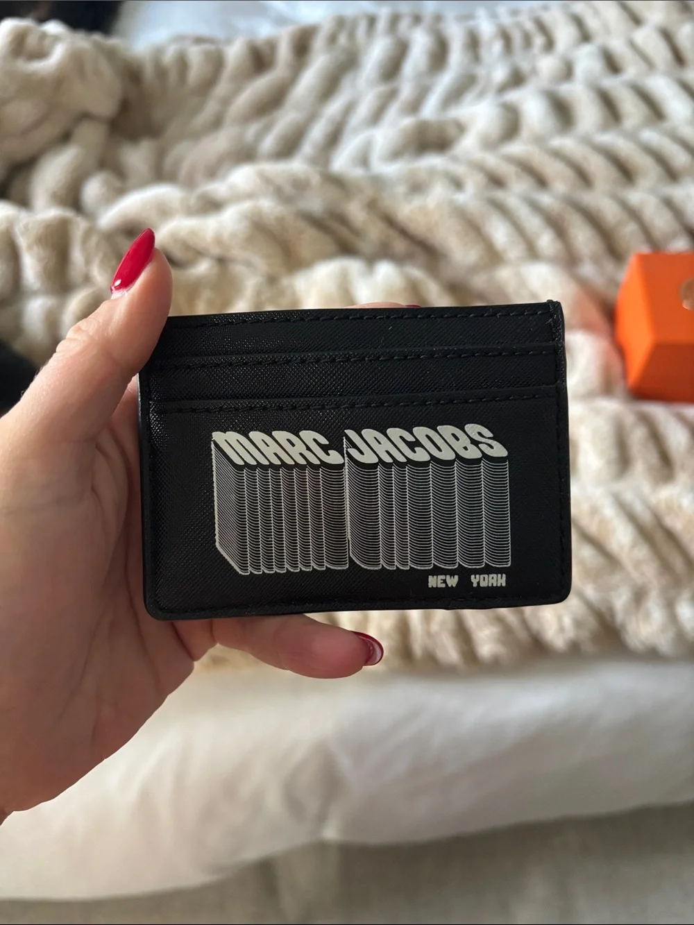 Marc Jacobs Black Card Holder with White Graphic Logo